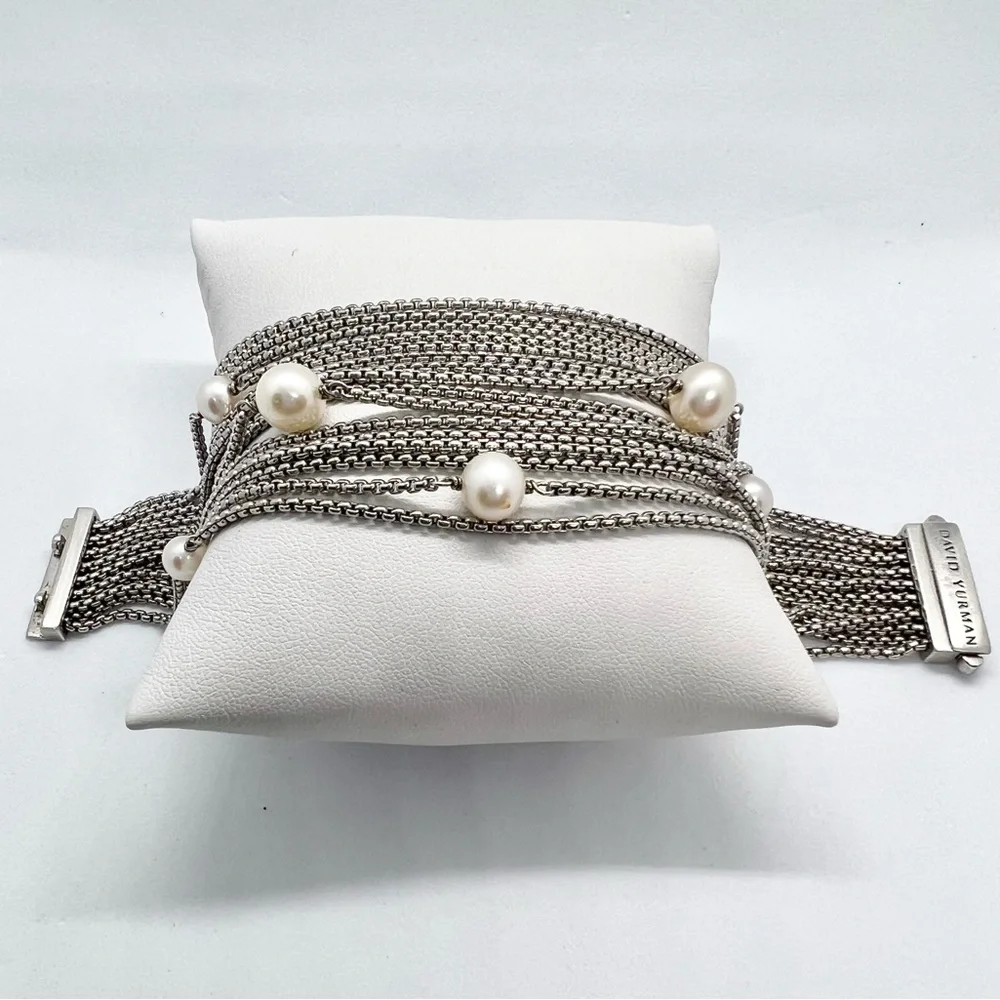 David Yurman Sixteen-Row Chain Bracelet with Pearls - Picture 11 of 13